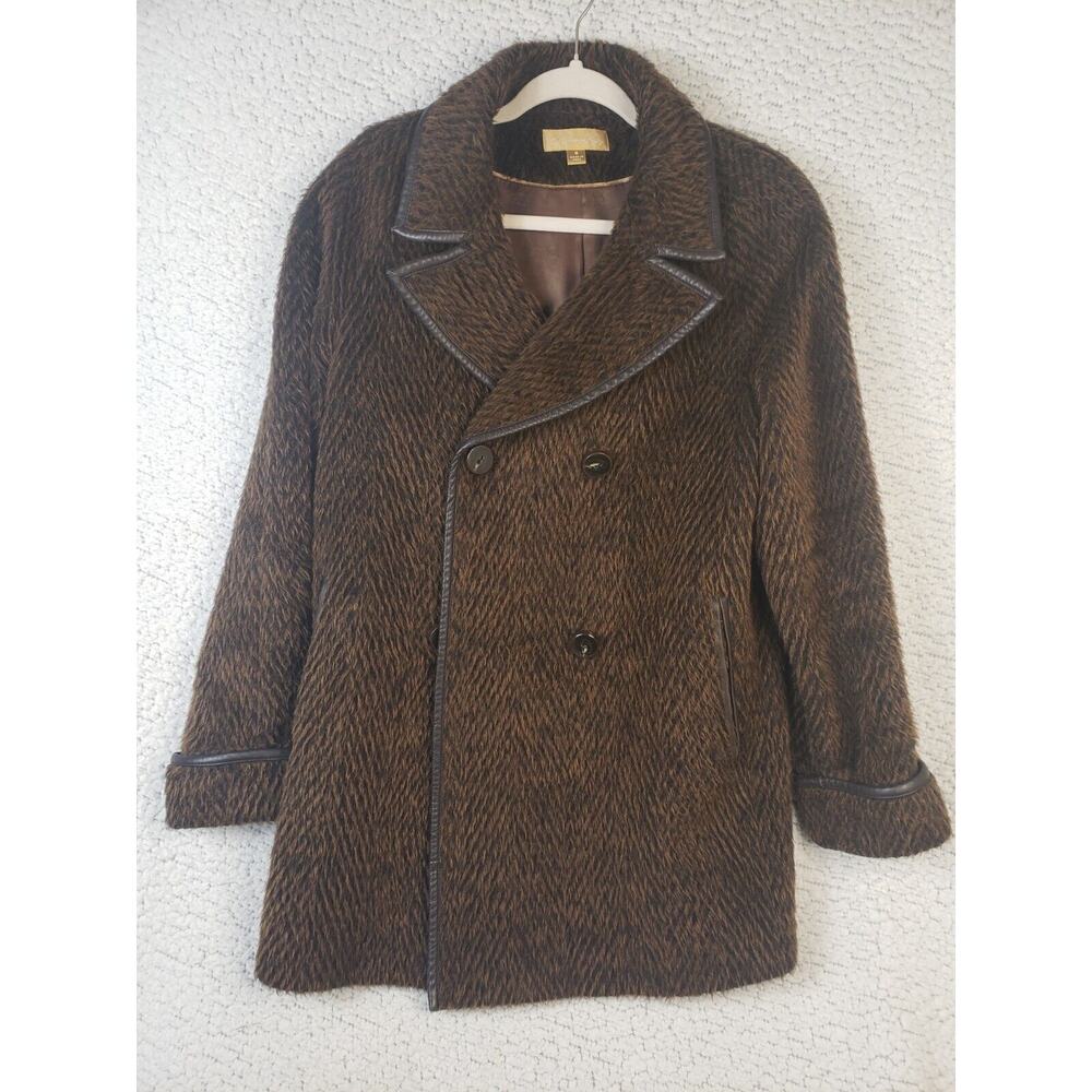 Katherine Kelly Women's Alpaca Wool Faux Fur Coat 8 Brown Elegant Old Hollywood - Picture 2 of 10